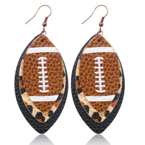 Jewelry - Football Faux Leather Double Sided Earrings